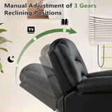 ANJ Black Recliner Chair with Overstuffed Arm and Back, Breathable Faux Leather Manual Reclining Chairs, Living Room Single Sofa Recliners ANJ