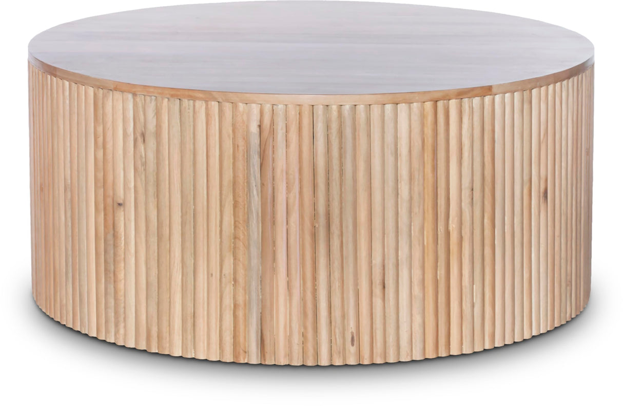 Meridian Furniture Oakhill Collection Modern | Contemporary Round White Oak Finish Coffee Table, 36" W x 36" D x 16" H, Brown Meridian Furniture