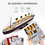 CubicFun Titanic 3D LED Puzzles for Adults 88 CM 266 Pieces,Titanic Toys for Adults Teens, Home Decor Birthday Gifts Adults Easter Gifts Teacher Gifts CubicFun