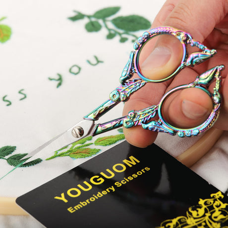 YOUGUOM Sewing Embroidery Scissors – Small Vintage Sharp Detail Shears for Craft, Artwork, Needlework Yarn, Handicraft DIY Tool, Thread Snips, 4.6in Rainbow Bird Style YOUGUOM