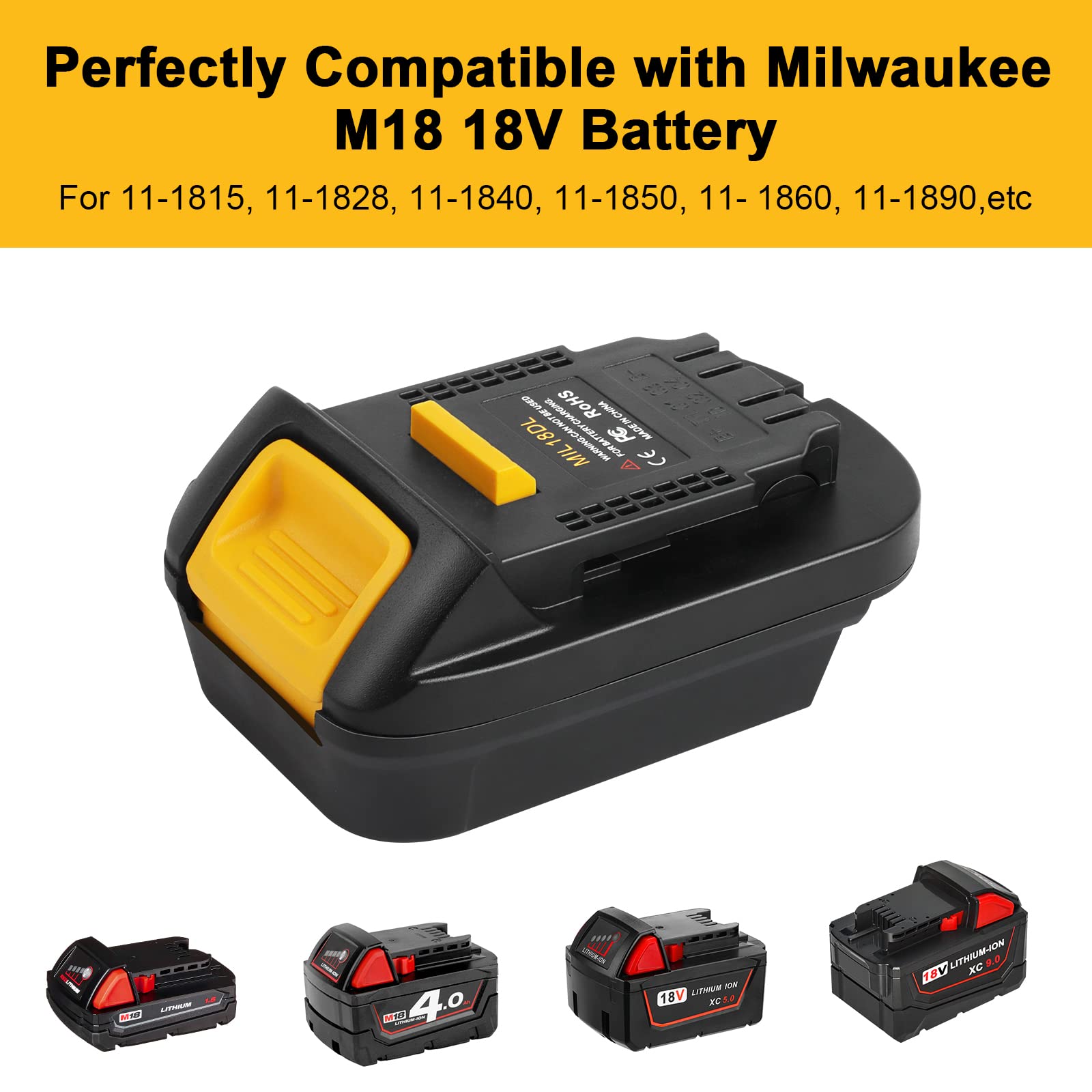 ZLWAWAOL MIL18DL Battery Adapter Converter for Milwaukee to Dewalt Battery, for Milwaukee M18 18V Lithium Battery Convert to Dewalt 20V Lithium Battery,for Dewalt 20V Cordless Tools - WoodArtSupply