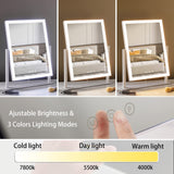 HIEEY Lighted Makeup Mirror, Hollywood Vanity Mirror with Lights, Three Color Lighting Modes, and 5X Magnification Mirror, Smart Touch Control, 360°Rotation (17.3in,White,Gift Box) HIEEY