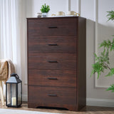 LIDYUK Dark Cherry Dresser for Bedroom, 5 Drawer Dressers & Chests of Drawers, Modern Wood Dresser, 47 Inches Tall Chest of Drawers for Bedroom, Hallway, Living Room LIDYUK