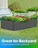 Quictent Galvanized Raised Garden Bed 6x3x2 Ft Metal Planter Box Bottomless for Backyard Outdoor, Include 1 pc Tomato Cage (Dark Gray) Quictent