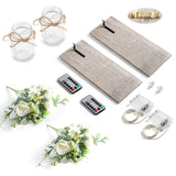 Wall Decor Mason Jar Sconces - Home Decor Wall Art Hanging Design with Remote Control LED Fairy Lights and White Rose, Farmhouse Wall Decorations for Bedroom Living Room Lights Set of Two Homecor