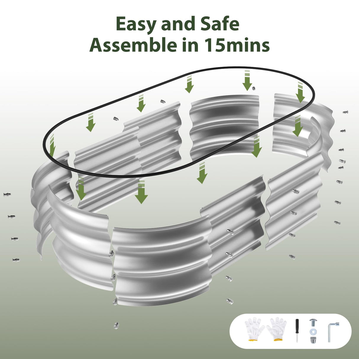 Winpull Raised Garden Bed Kit, 4x2x1 ft Galvanized Planter Box Outdoor with Safety Edging, Large Metal Raised Beds for Gardening Vegetables Flower Herb (Silver) Winpull