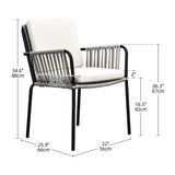 YITAHOME Outdoor Dining Chair Set of 4, All-Weather Rope & Rattan Woven Chairs, Indoor-Outdoor Armchair Seating for Patio, Backyard, Poolside, Balcony - Grey Rattan & Beige YITAHOME