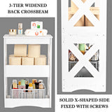 BYFU 3-Tier Side Table Set of 2, Narrow End Table with Storage Shelf, White Nightstand Bedside Table Small Bookshelf Bookcase Display Rack for Bedroom Bathroom Living Room Office BYFU