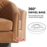 DREAMSIDEA Swivel Barrel Accent Chair, Comfy Modern Upholstered Round Faux Leather Arm Chair for Living Room, Bedroom（Coffee, Set of 2 DREAMSIDEA