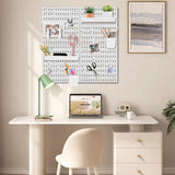 SHGJ&SOFT PegBoard Combination Kit, Pegboards and Accessories Modular Hanging, Wall Organizer Pegboard for Home and Office,24″×24″, Wall Mount Display Pegboard Panel Kits (White, 4 Pieces) SHGJ&SOFT