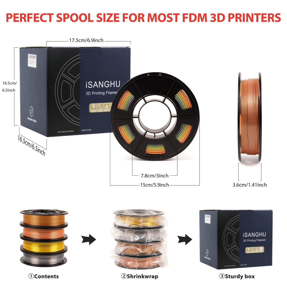 iSANGHU 4Packs Gradient Silk PLA 3D Printer Filament Bundle, Color Changing PLA Filament 1.75mm Bundle, 3D Printing Filament with Good Layer Adhesion for Most 3D Printers 250g/0.55lb*4 Sets iSANGHU
