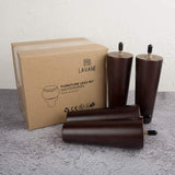 La Vane 4 inch / 10cm Wooden Furniture Legs, Set of 4 Walnut Solid Wood Tapered M8 Furniture Replacement Feet with Pre-Drilled 5/16 Inch Bolt & Mounting Plate & Screws for Sofa Chair Couch Ottoman La Vane