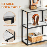 WOHOMO Console Table, 12 Inch Narrow Entryway Table for Living Room, 31.5 Inch Modern Industrial Sofa Table with 3-Tier Storage Shelves for Corridor, Hallway, White Marble WOHOMO