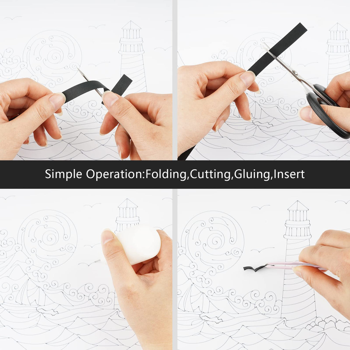 Uniquilling Quilling Kits Paper Quilling Kit for Adults Beginner, 8 * 10 in Paper Filigree Painting Kits, DIY Kits for Adults with Quilling Tools, Modern Wall Art for Living Room Uniquilling