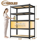 DurayLoly 5-Tier Storage Shelves, 1980LBS Adjustable Pantry Shelves, Metal Shelving Unit for Storage, Kitchen, Pantry, Closet, Laundry, Garage, 72.06" H x 35.55" W x 15.76" D DurayLoly