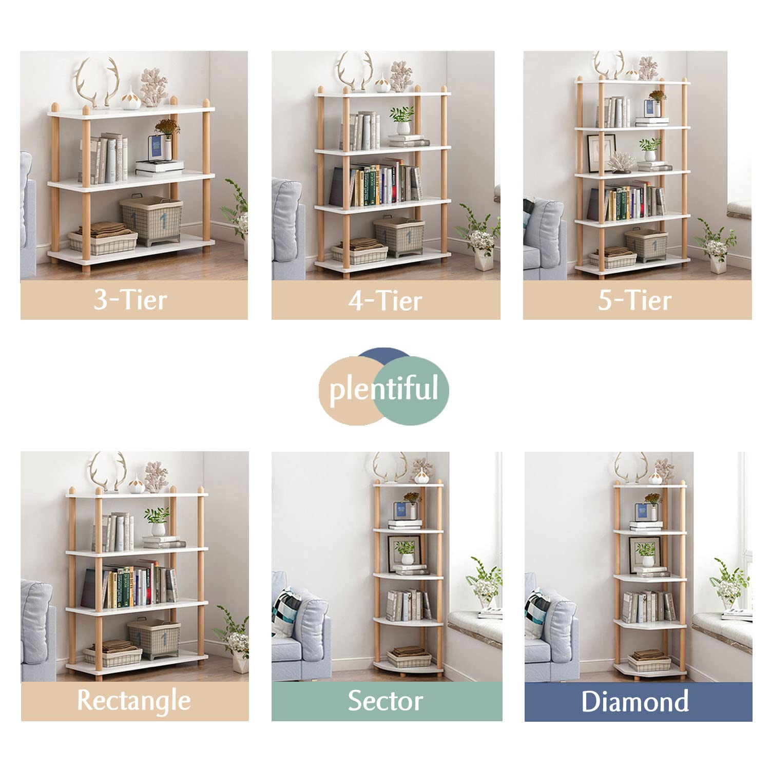 IOTXY Modern 5-Tier White Wooden Corner Bookshelf - Stylish Open Bookcase for Home and Office Storage - WoodArtSupply