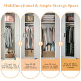 AMERLIFE Set of 2 Farmhouse Armoire Wardrobe Closet with 2 Barn Doors, 71'' Storage Cabinet with Shelf & Hanging Rod, Versatile Clothing Storage for Bedroom, Distressed White AMERLIFE