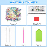 Bowetile Bird Diamond Art Hanging Kits for Adults Kids, 5D Special Shape Diamond Painting Flowers Pendant Kits, Animal Gem Art Suncatchers Painting Ornament for Home Garden Wall Decor Bowetile