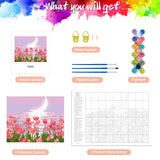 SANYUN Paint by Numbers Kit for Adults Beginners,Pink Tulips Painting by Numbers,Flowers & Moon Easy Acrylic on Canvas, Suitable for Home Wall Decor and Gifts 20x16inch SANYUN