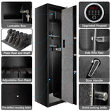 2024 New and Improved Rifle Safe, Biometric Long Gun Safe for Rifle Shotgun with Time Temperature Humidity Display, Quick Access 5-6 Gun Storage Cabinet with Lock Box and Removable Shelf BBRKIN