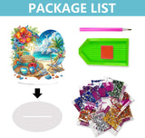 ARPADAMO Diamond Art Tabletop kit for Adult,DIY Diamonds Painting kit,Summer Beach Diamonds Painting for Adult, 7.2x7.2 inch Acrylic Diamonds Painting Board Kit, Special Crystal Diamond ARPADAMO