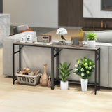 Livofloral Narrow Console Table, 29.5" Small Entryway Table, Sofa Table with 2 Support Bar, Industrial Couch Table, Thin Side Table, Display Table for Living Room, Hallway, Bedroom, Foyer, Grey Livofloral