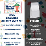 HEJIN Air Dry Clay Kit for Adults, 3.3Lbs Pottery Craft Kit for Beginners, Sculpting Tools Set & Step-by-Step Guide, 12 Paints, Paintbrush, Varnish, Sponge - Crafts for Adults for Birthdays Gift HEJIN