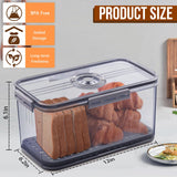 Gifhomfix Bread Box Bread Boxes for Kitchen Counter Airtight, Time Recording Bread Storage Container with Lid, Bread Keeper for Homemade Bread, Toast, Bagel, Donut and Cookies, Grey Gifhomfix