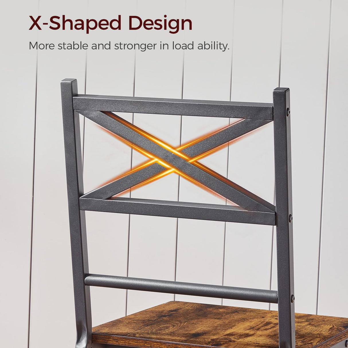 MAHANCRIS Dining Chair Set of 4, Rustic Wooden Kitchen Chairs with Backrest, Farmhouse Dining Chairs for Kitchen, Industrial Style Chair with Metal Frame, Easy Assembly, Rustic Brown TBHR1001S4 MAHANCRIS