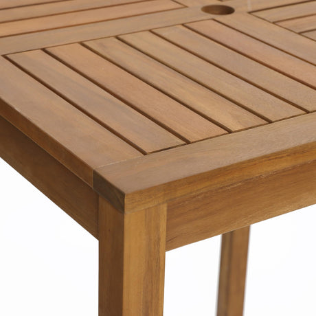 LuxenHome Outdoor Dining Table, 37'' Acacia Wood Counter Height Table 4-Person, Outdoor Square Bar Tables with Umbrella Hole, Patio Furniture for Garden, Poolside, Porch, Backyard LuxenHöme