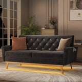 Fameill 65" Loveseat Sofa Couch, Mid Century Modern Love Seat Small Couch with Soft Cushion, LED Light, Crystal Button Tufted, Upholstered Comfy Small Couch for Living Room, Bedroom Fameill