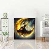 igoodom Diamond Art Kits for Adults, Fairy Diamond Painting Kit, Full Drill Round Moon Diamond Art Kits, DIY Gem Art and Crafts for Home Wall Decor Gift 14x14inch igoodom