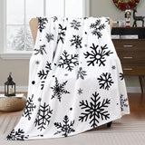 Christmas Snowflake Blanket Ultra Soft Winter Holiday Throw Blanket Xmas Idea Gifts Flannel Fleece Bed Blankets Lightweight Warm Cozy Fuzzy Plush Cabin Throw for Sofa Couch, Black White, 50" X 60" Yersion
