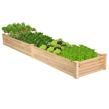 COSTWAY Raised Garden Bed, Wooden Planter Box Stand for Vegetables, Fruits, Herbs, Flowers, Garden Planting Bed Kit for Outdoor, Backyard, Patio, Lawn, 91" x 24" x 9" COSTWAY