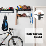XCSOURCE Garage Sports Equipment Storage Rack with 3 Separate Shelf, Ball Rack, Sport Equipment Organizer with 4 Hooks for Badminton Racket, Basketball Rack for Basketball Football Rugby XCSOURCE