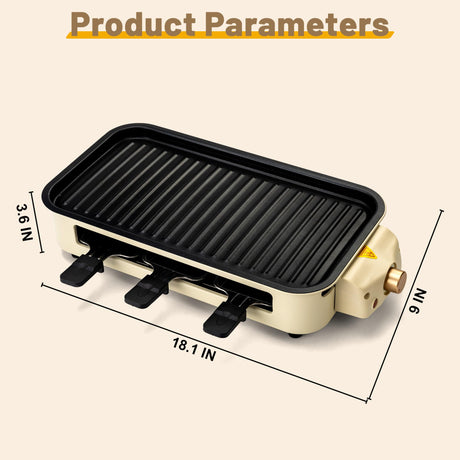 Pukomc Electric Indoor Grill,2 in 1 Indoor Grills for Kitchen with Grill Net & Non-Stick Cooking Removable Plate, Temperature Control, Dishwasher Safe, 1500W Smokeless Grill Pukomc