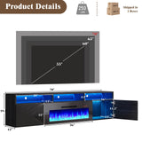 LUXOAK Floating TV Stand with 36" Electric Fireplace, 70 inch Wall Mounted Electric Fireplace Entertainment Center with Storage Space, TV Stand for Living Room for TVs Up to 80", All Black LUXOAK