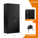 INTERGREAT Metal Garage Storage Cabinet with Lock, 72" H Storage Cabinets with Doors and Adjustable Shelves, Black Lockable Metal Cabinets for Garage, Warehouse, Tool INTERGREAT