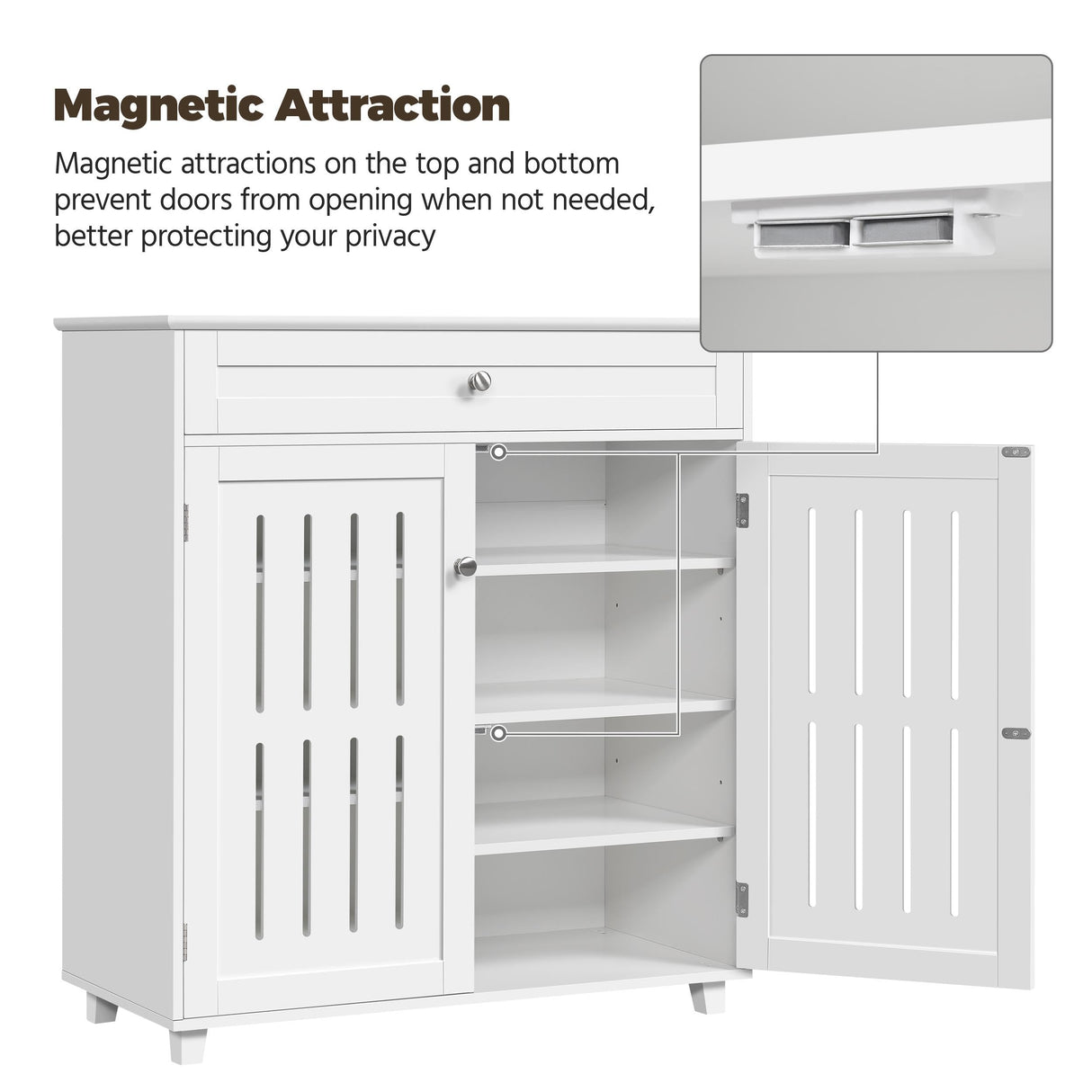 Yaheetech Shoe Cabinet, 4-Tier Shoe Storage Cabinet with Drawer & Adjustable Shelves, Wooden Shoe Rack Organizer with Louvered Doors for Entryway, Hallway, Bedroom, Closet, Living Room, White Yaheetech