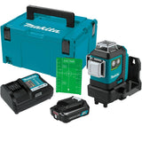 Makita SK700GDNAJ 12V max CXT® Lithium-Ion Cordless Self-Leveling 360° 3-Plane Green Laser Kit (2.0Ah), Class II, 510-530 nm, <2 mW Makita
