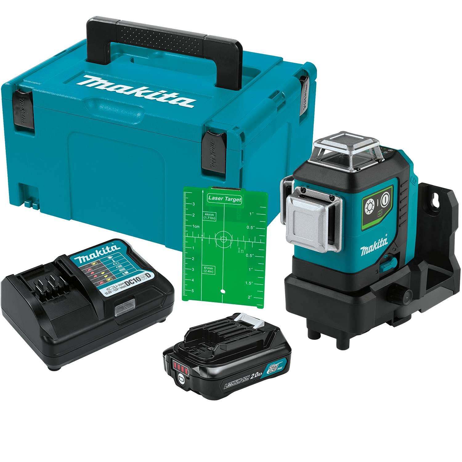 Makita SK700GDNAJ 12V max CXT® Lithium-Ion Cordless Self-Leveling 360° 3-Plane Green Laser Kit (2.0Ah), Class II, 510-530 nm, <2 mW - WoodArtSupply