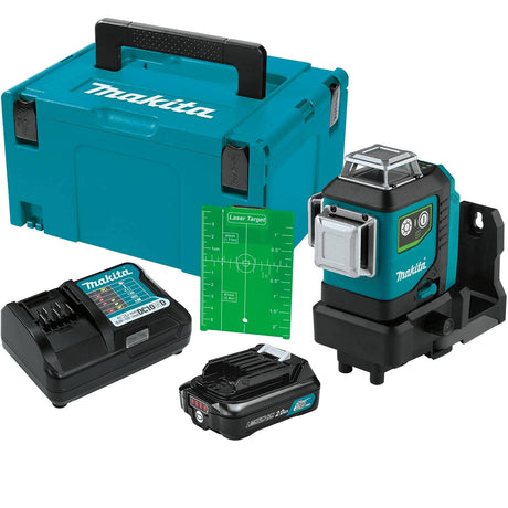 Makita SK700GDNAJ 12V max CXT® Lithium-Ion Cordless Self-Leveling 360° 3-Plane Green Laser Kit (2.0Ah), Class II, 510-530 nm, <2 mW Makita