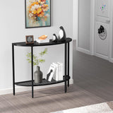 SAYGOER Black Half Moon Console Table 2 Tier Narrow Entryway Table with Storage Modern Couch Table Small Entry Way Tables, Easy Assembly, All Black SAYGOER
