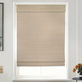 MOOD Custom Bamboo Shades | Modern | Cordless Bamboo Roman Shades for Windows and Doors (Natural Woven) | Modern Camel (Sheer) | 33" W X 72" H Mood