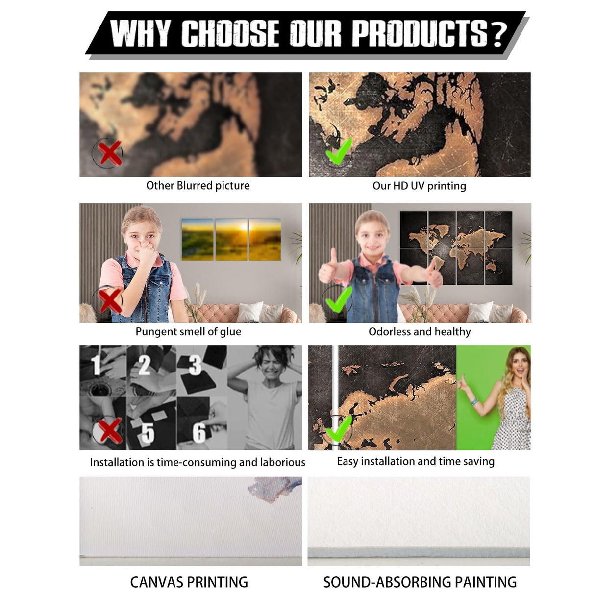 Art Acoustic Panels Sound Absorbing: Soundproof Wall Panels Acoustic Wall Art, Decorative Sound Proof Panel for Studio Home Office 8 Pack 12x16" HLJ ART