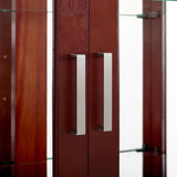 Curio Cabinet with Adjustable Shelves, Mirrored Back, Tempered Glass Doors, 6 Tier, Cherry WoodArtSupply