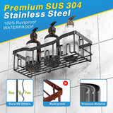 EUDELE 5-Pack Rustproof Stainless Steel Shower Caddy Set– No Drill Adhesive Bathroom Organizer, Space-Saving Shower Shelves for Apartment Essentials, Bathroom/Kitchen Storage Home Decor-L Size EUDELE