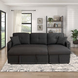 Generic Sleeper Sofa Bed Couch 3 Seater Modular Sectional Sofa Sleeper Pull Out Couch for Livnig Room Modern L Shaped Sleeper Sectional with Storage & Cup Holders, Dark Grey, F4777LIST WoodArtSupply