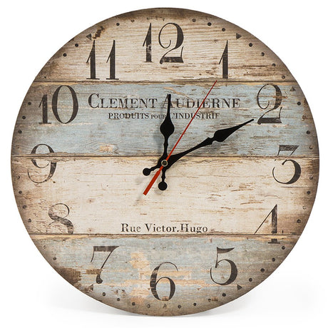 LOHAS Home 12 Inch Silent Vintage Wooden Round Wall Clock Arabic Numerals Vintage Rustic Chic Style Wooden Round Home Decor Wall Clock (Victor Hugo) LOHAS Home