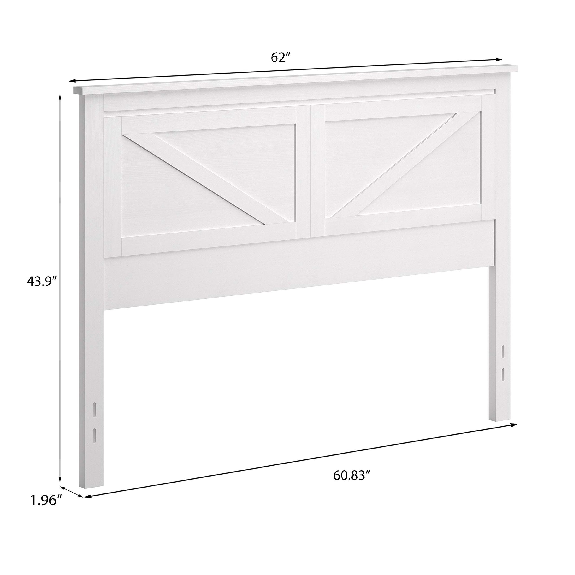 Farmhouse Style Gloss White Wood Panel Headboard - Queen Size by Glenwillow Home - WoodArtSupply